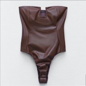 Zara strapless faux leather bodysuit
